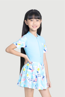 Arena Girls' 1pc Tropical Pattern Skirt Swimsuit