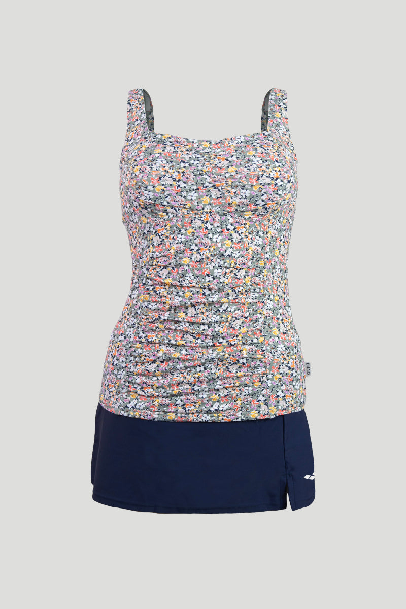 ARENA Tankini Bambina Tropical Summer - Costume 2 Pezzi Con Protezione UV, Spalline Incrociate, Morbido E Resistente Al Cloro