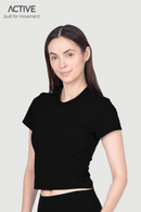 Sun Paradise ACTIVE Ladies Short Sleeved Workout Fit Cropped Top