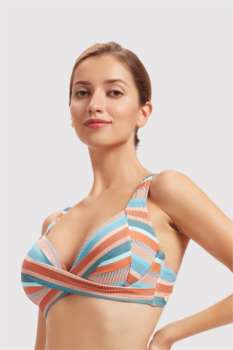 Sunseeker Ladies' Baydere Stripe Plus Cup Underwire Bikini Top